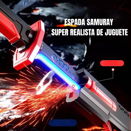 ESPADA SAMURAY DE JUGUETE PARA NIÑO CON HUMO REALISTA,LUZ LED MUTICOLOR, FUNDA Y DESLUMBRANTE EFECTOS DE CHISPA